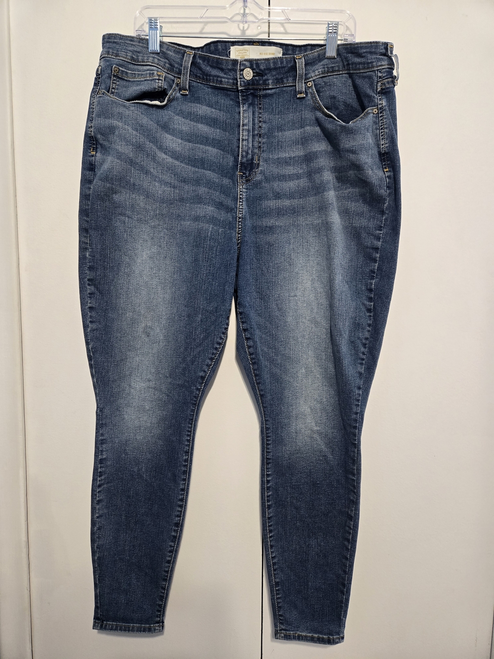 Levi‎ Strauss Signature Mid Rise Skinny Jeans W35 L28 Plus Size Stretch Denim
